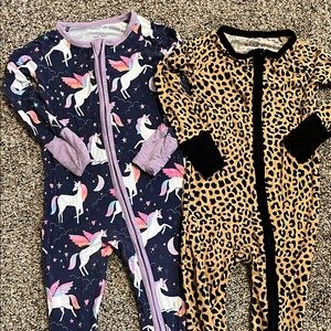 Little Sleepies Unicorn and Leopard Kids Footies